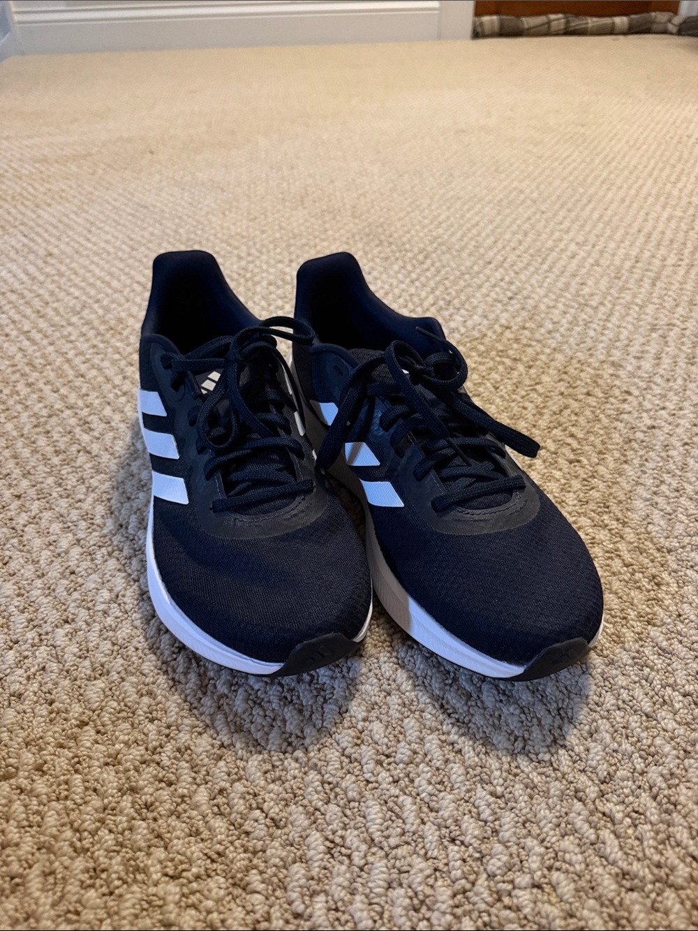 adidas Navy and White Lightweight Athletic Running Shoes